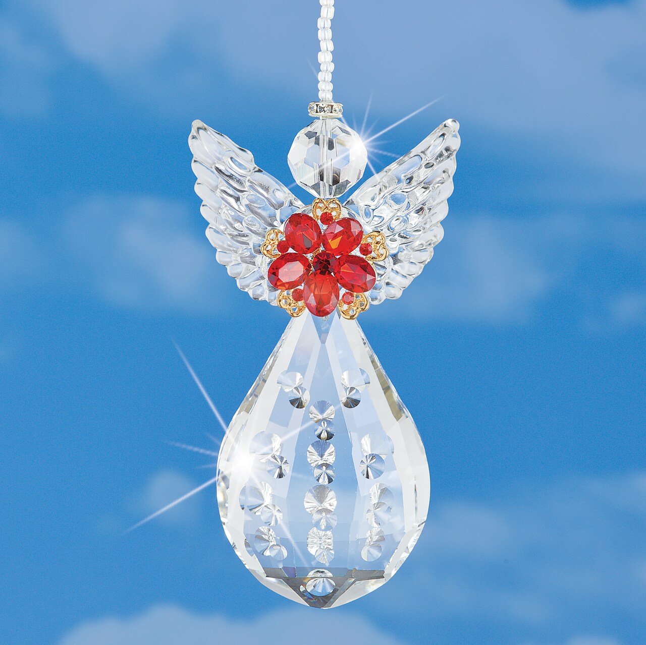 Collections Etc Elegant Floral Angel Glass Hanging Suncatcher
